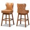Baxton Studio Gradisca Modern Tan Faux Leather and Walnut Brown Finished Wood 2-PC Swivel Bar Stool Set 184-11402-Zoro - alternate 1
